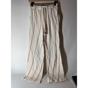 Dolan Tan Cotton Striped Wide Leg Pants Pull on Pockets Small Beachy Lagenlook